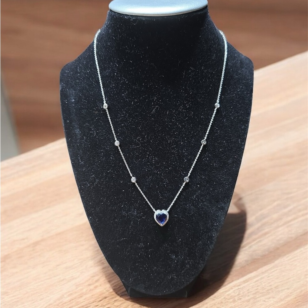 Elegant Silver Necklace with Blue Heart Pendant